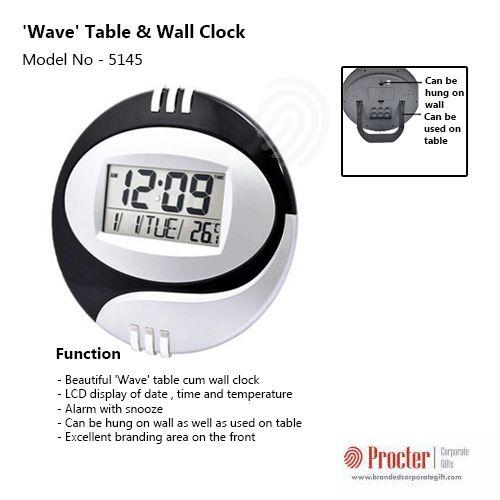 PROCTER - 'WAVE' TABLE & WALL CLOCK (WITH DATE,TIME AND TEMPERATURE) A107 