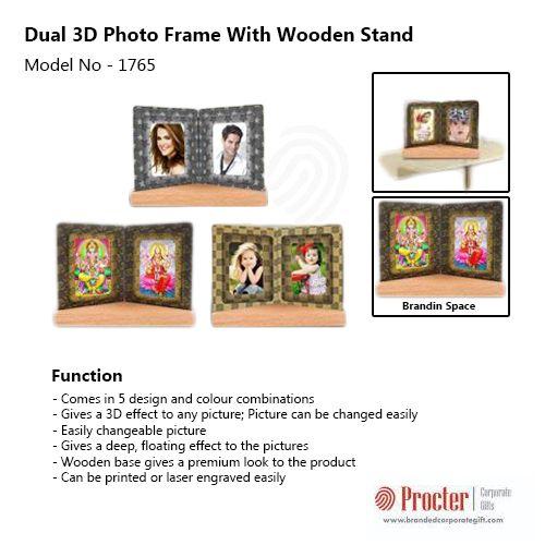  Dual 3D photo frame with wooden stand (in gift box) D32 