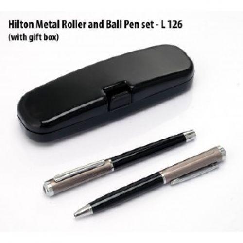 HILTON METAL ROLLER AND BALL PEN SET (WITH GIFT BOX) L126 