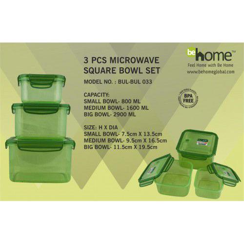 BeHome Microwave Square Bowl Sets BUL-BUL-033