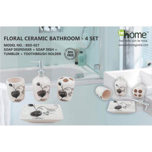 BeHome Floral Ceramic Bathroom Set 