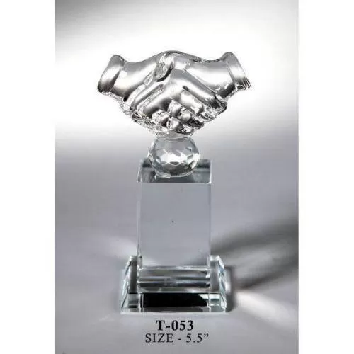 Hand Shake Crystal Trophy