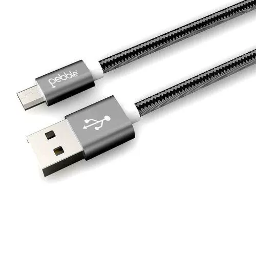 Pebble (2 mtr/6.5 ft) Nylon braided Micro USB cable with Quick Charging & High Speed Data Sync PNCM2