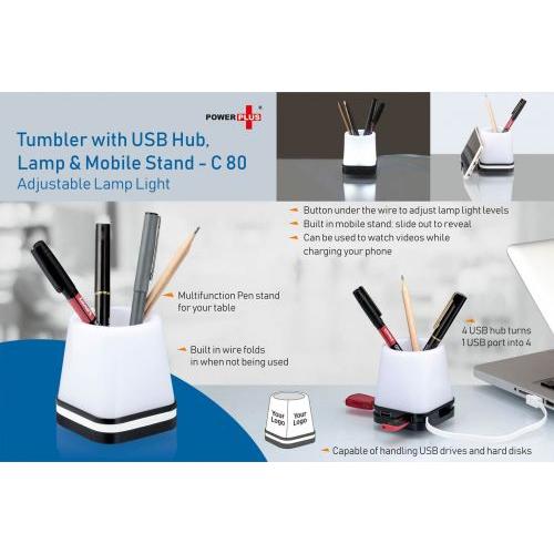PROCTER - TUMBLER WITH USB HUB, LAMP AND MOBILE STAND (ADJUSTABLE LAMP LIGHT) C80 
