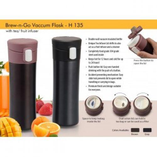 BREW N GO VACUUM FLASK: WITH TEA / FRUIT INFUSER (500ML APPROX) H135 