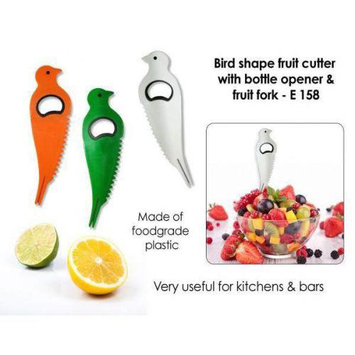 Bird shape fruit cutter with opener and fruit fork E158 