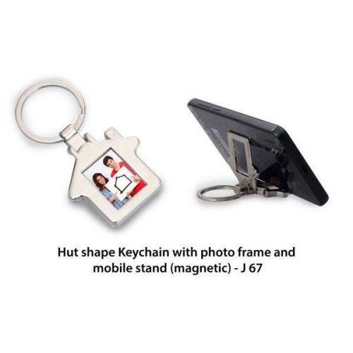 Hut shape Keychain with photo frameand mobilestand