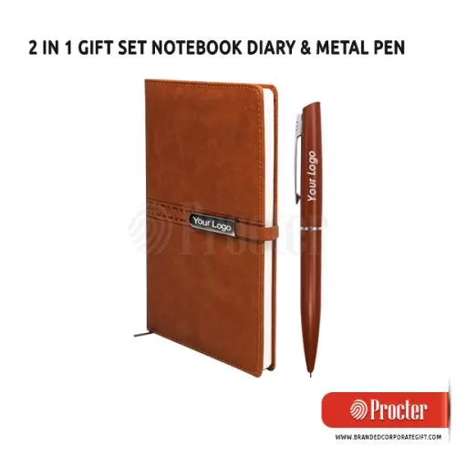 2 In 1 Gift Set Diary with Metal Plate and Metal Pen H947