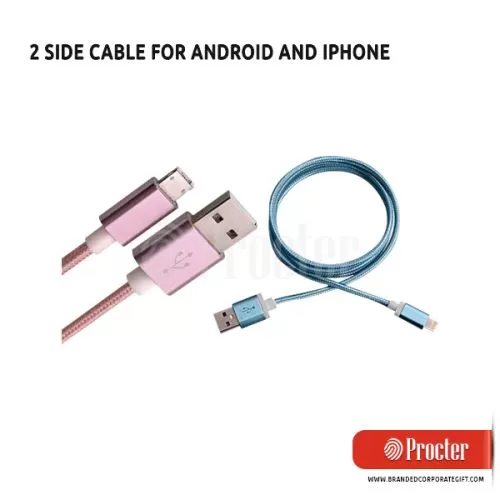 2 SIDE Cable For Android And IPhone With Light C49 