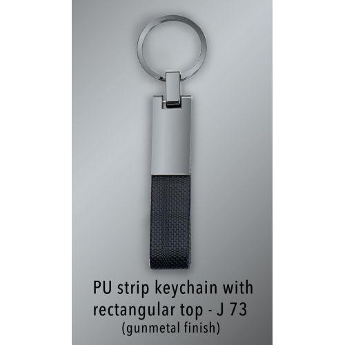 PU strip keychain with rectangle top (gunmetal fin