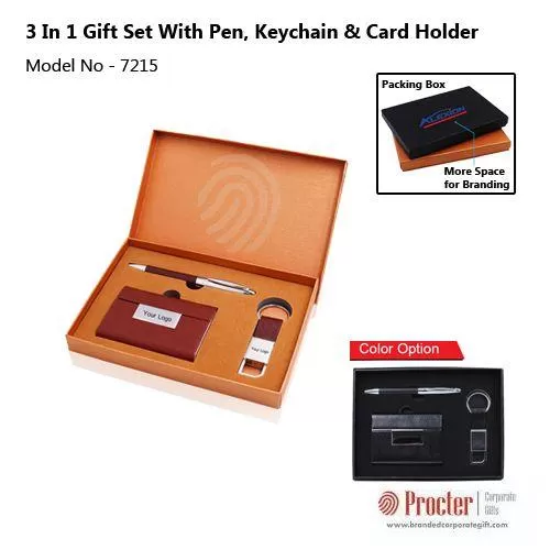 3 in 1 Gift Set with Pen, keychain & Card Holder H-906
