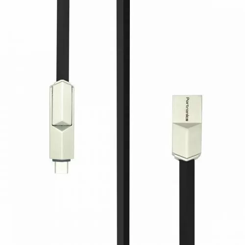 Portronics Konnect 2 in1 Type-C and Micro USB Cable (Black) POR 851