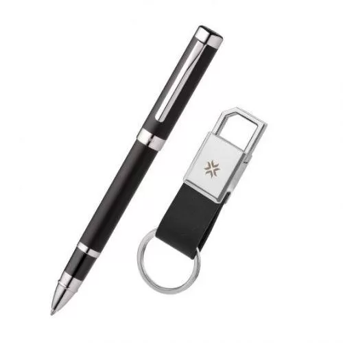 Hercules Gloss Black Rollerball Pen With Keychain - Black