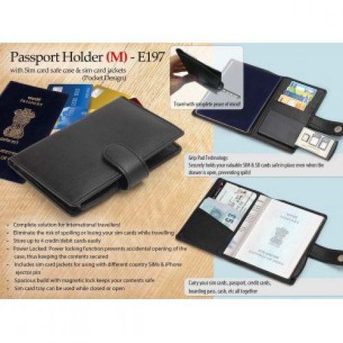 PASSPORT HOLDER WITH SIM CARD SAFE CASE & SIM CARD JACKETS (M) (POCKET DESIGN) E197 