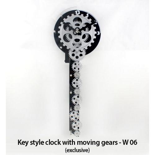 Key style clock with moving gears (exclusive)