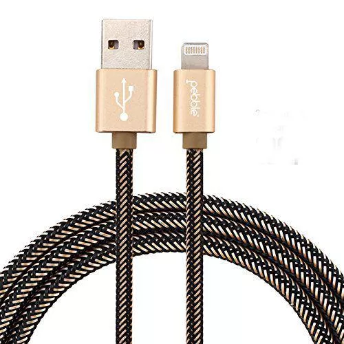 Pebble (2 mtr/6.5 ft) Nylon Braided Lightning cable with Quick Charging & High Speed Data Sync PNCL2