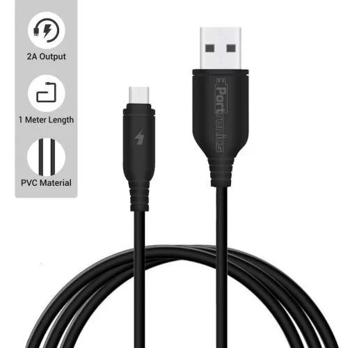 Portronics Konnect Flex Charge & Sync Function 1M Micro USB Cable(Black) POR 159