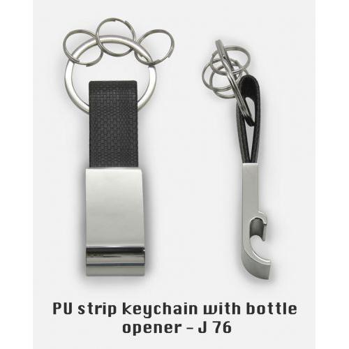 PU strip keychain with bottle opener