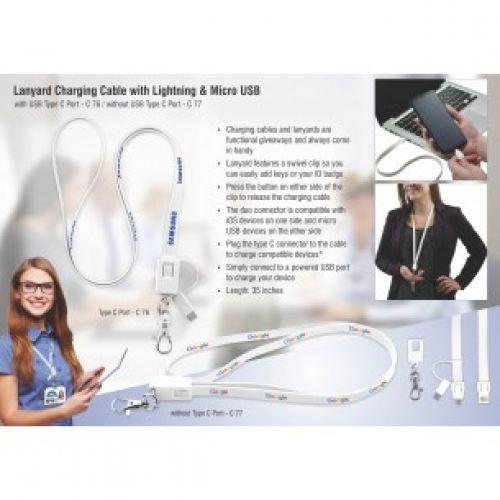 LANYARD CHARGING CABLE WITH LIGHTNING, MICRO USB AND USB TYPE C PORT C76 