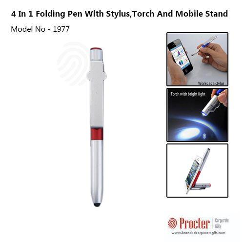 4 in 1 folding pen with stylus, torch and mobile stand L99  