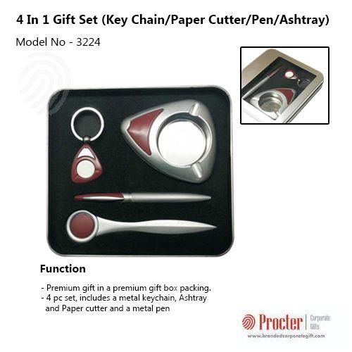 4 IN 1 GIFT SET (KEY CHAIN/PAPER CUTTER/PEN/ASHTRAY) Q05 