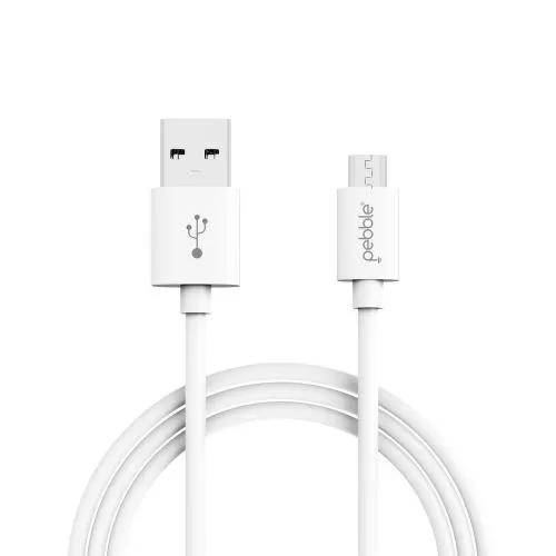 Pebble Micro USB Cable for Android Devices - 3.2 Feet (1 Meter) (White) PBCM10 