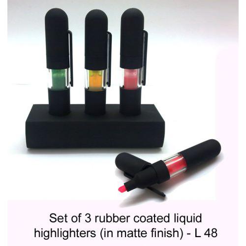 Set of 3 rubber coated liquid highlighters L48