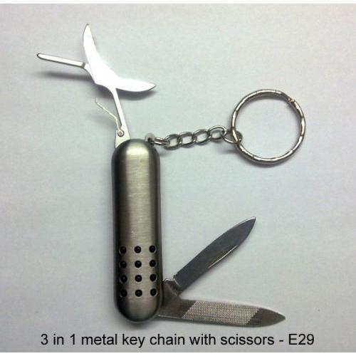 3 in 1 Metal Key Chain with scissors