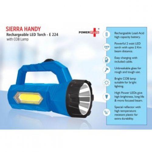 SIERRA HANDY RECHARGABLE LED TORCH WITH COB LAMP E224 