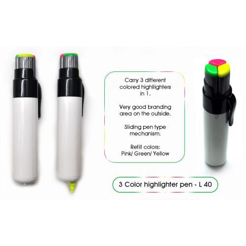 PROCTER - 3 Color highlighter pen (Pink/ Green/ Yellow)