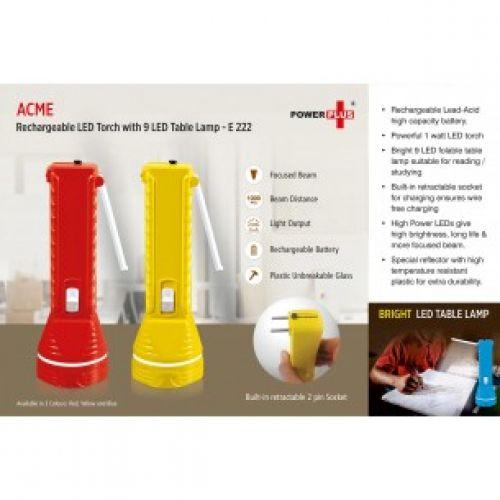 ACME RECHARGEABLE LED TORCH WITH 9 LED TABLE LAMP E222 