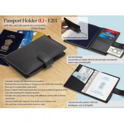 PASSPORT HOLDER WITH SIM CARD SAFE CASE & SIM CARD JACKETS (L) (WIDE DESIGN) E201 