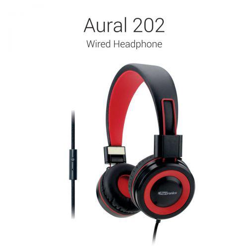 Portronics Aural 202 Wired Headphone with (Red) In-Line Mic
