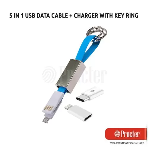 5 In 1 Mobile Charging & Data Cable With Keyring H1401