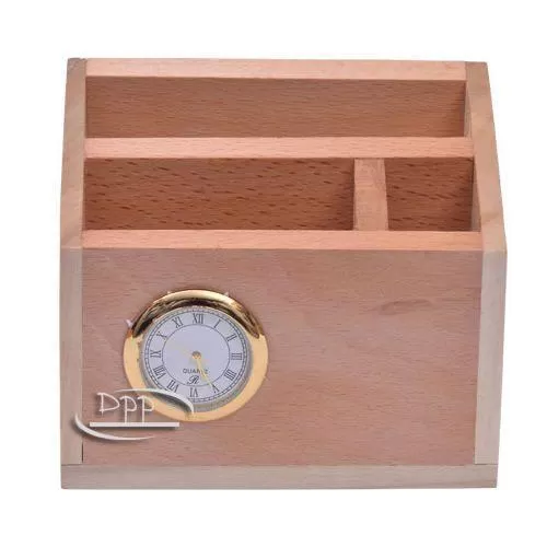 Wooden Pen Stand with clock DW 2011