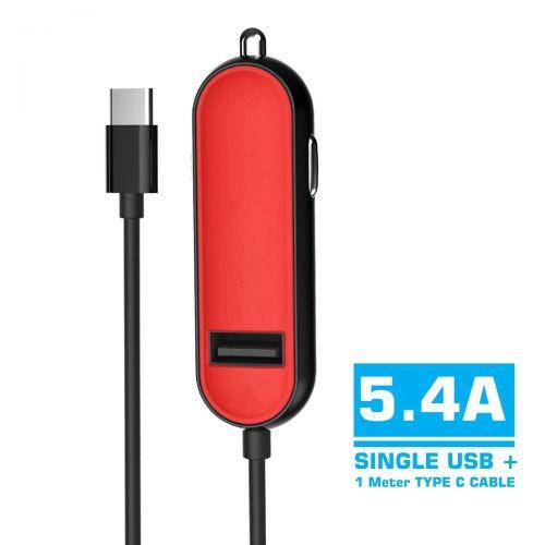 Portronics CarPower 2C Car Charger with Type C Cable (Red) POR 856