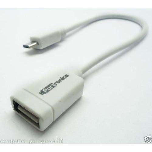 Portronics OTG Cable Micro USB to USB OTG Cable - White (POR 422)