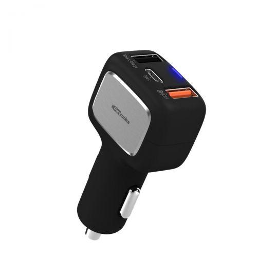 Portronics Car Power X 3-in-1 Car Charger with Type-C USB Port (Black) POR 854