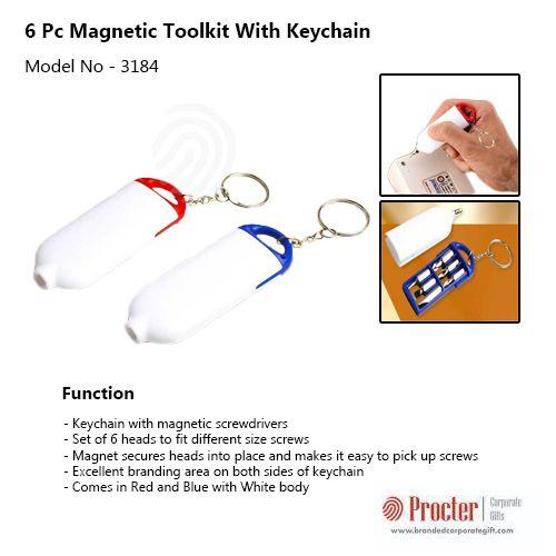 6 PC MAGNETIC TOOLKIT WITH KEYCHAIN J82 