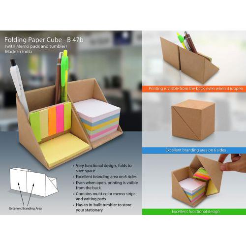 Folding Wooden cube (with memopad and tumbler) (In