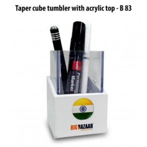 TAPER CUBE TUMBLER WITH ACRYLIC TOP B83 