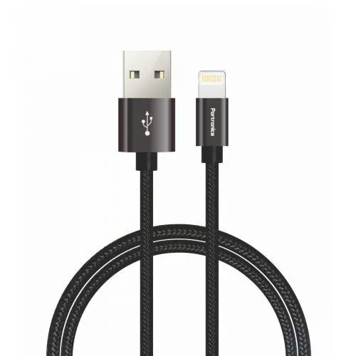 Portronics Konnect Pro Lightning Data Cable - 3.9 Feet (1.2 Meters) (Black) POR 792