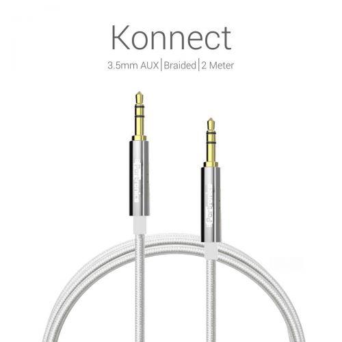 Portronics premium Konnect 3.5mm AUX/Braided /2 Meter Audio cable-Silver POR 606