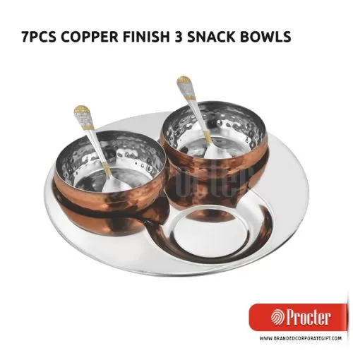 7 PC COPPER Finish Snack Set H208