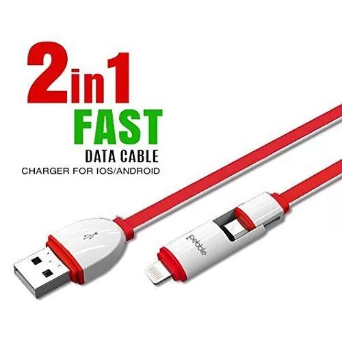PROCTER - Pebble 2 in1 USB Charging Cable for MicroUSB and Lightning PUCD10 