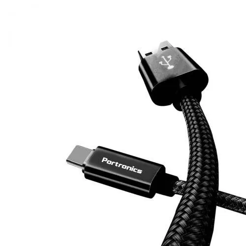 Portronics Konnect Pro Type-C Cable - 3.9 Feet (1.2 Meters) (Black) POR 793