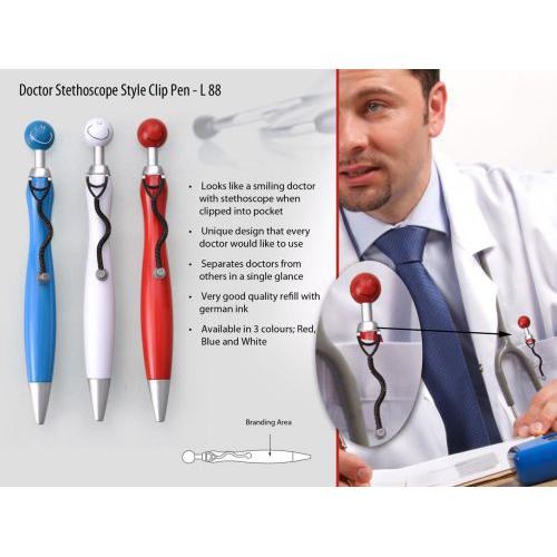 Doctor stethoscope style clip pen