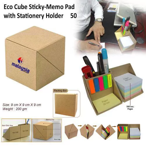 Eco Cube Sticky-Memo Pad with Stationery Holder B50