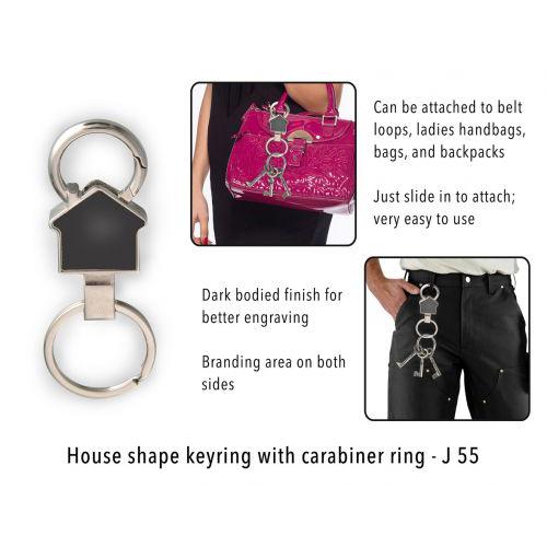 House shape keyring with carabiner ring