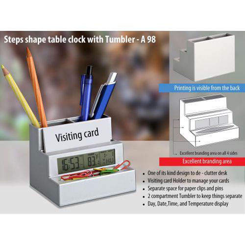 PROCTER - Steps shape table clock (with tumbler and visiting
